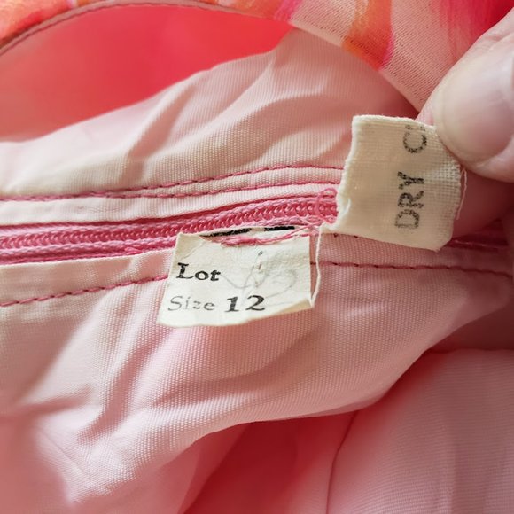 SOLD Vtg 60s Maxi Dress Women's Size 12 Watercolor Floral Pink Orange Capelet - Picture 7 of 13